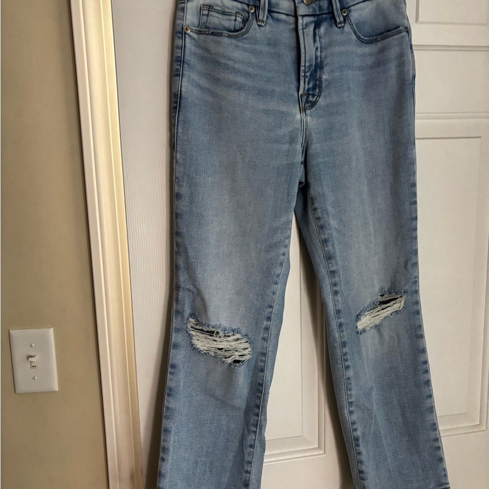 Good American Dolly Pardon Jolean petite straight Blue jeans